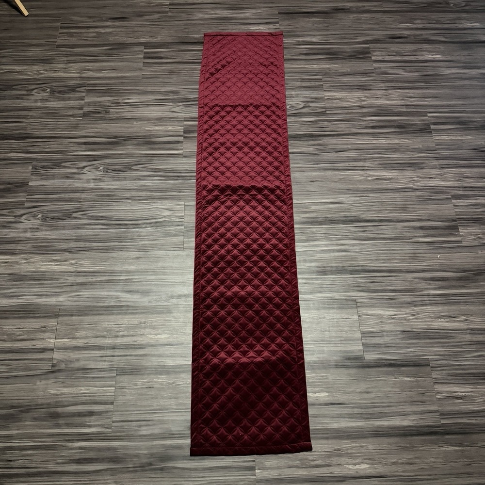 Burgundy Quilted Velvet Soft Bed Table Runner 68 X 14 Inch Boho Cottage Preppy